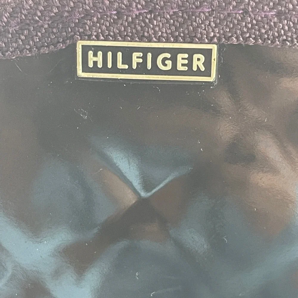 Tommy Hilfiger Womens Black Quilted Tall Rain Boots Purple Trim Size 7 TWVINTAGE